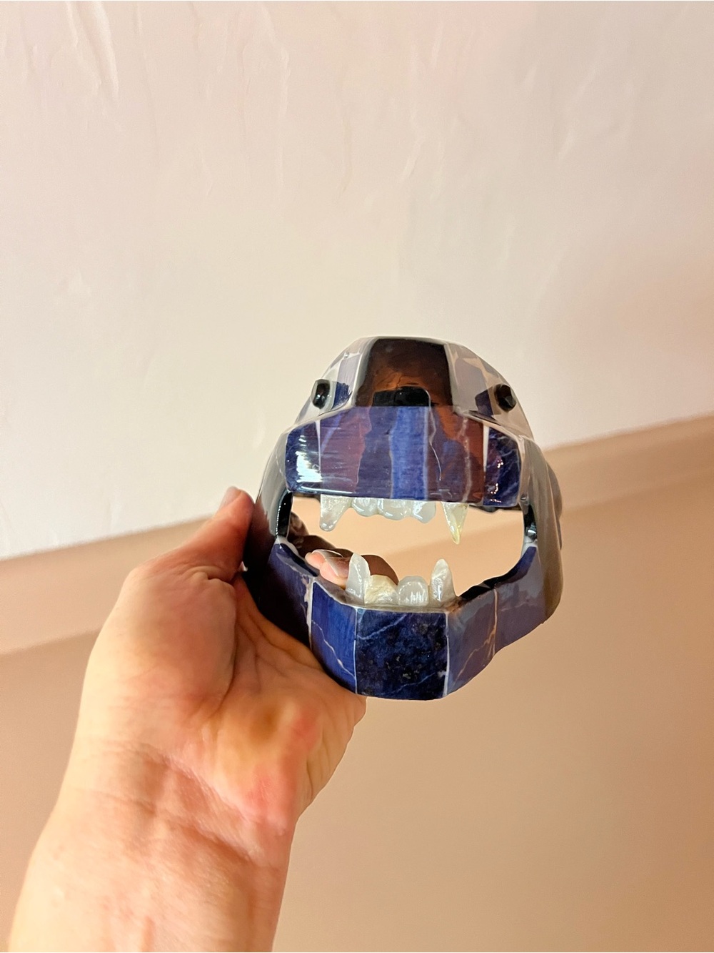 Mexican handmade Blue jaguar Head Figurine - Picture 2 of 9